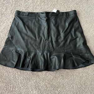 Eloquii Black Leather Skirt with Ruffle Hem